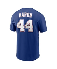 Nike Men's Hank Aaron Royal Atlanta Braves Cooperstown Collection Name and Number T-Shirt
