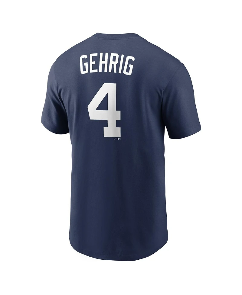 Nike Men's Lou Gehrig Navy New York Yankees Cooperstown Collection Name and Number T-Shirt