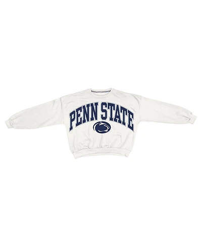 Pressbox Women's White Penn State Nittany Lions Oversized Janice Waist-Length Sweatshirt
