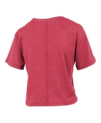 Pressbox Women's Scarlet Nebraska Huskers Vintage Waist Length Script Over Logo T-Shirt