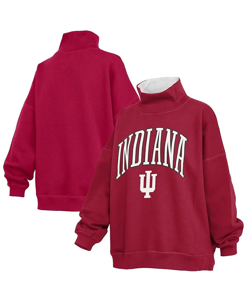 Pressbox Women's Crimson Indiana Hoosiers Oversized Mock Neck Sweatshirt