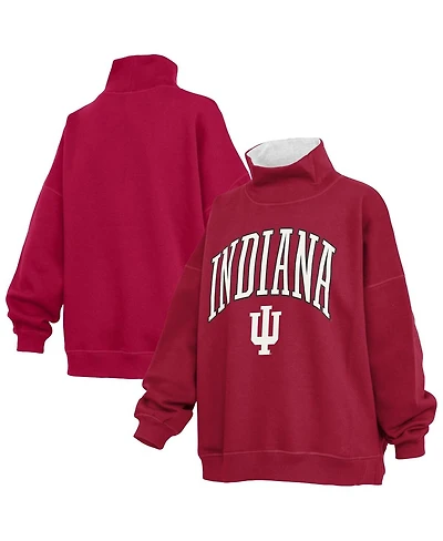 Pressbox Women's Crimson Indiana Hoosiers Oversized Mock Neck Sweatshirt