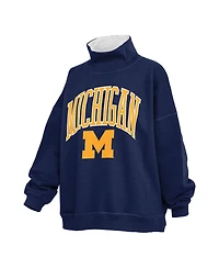 Pressbox Women's Navy Michigan Wolverines Oversized Mock Neck Sweatshirt