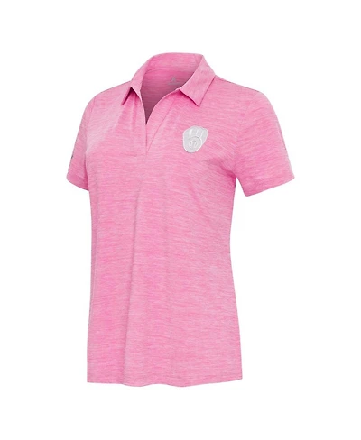 Antigua Women's Heather Pink Milwaukee Brewers Layout V-Neck Polo Shirt