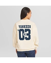 Wear by Erin Andrews Women's Cream New York Yankees Heavyweight Crew Neck Sweatshirt