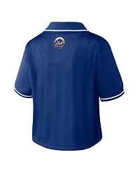 Wear by Erin Andrews Women's Royal New York Mets Cropped Polo Shirt