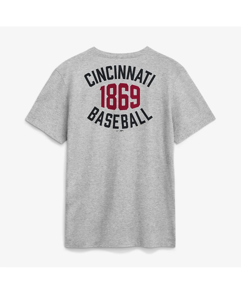Nike Men's Heather Gray Cincinnati Reds Cooperstown 2-Hit T-Shirt