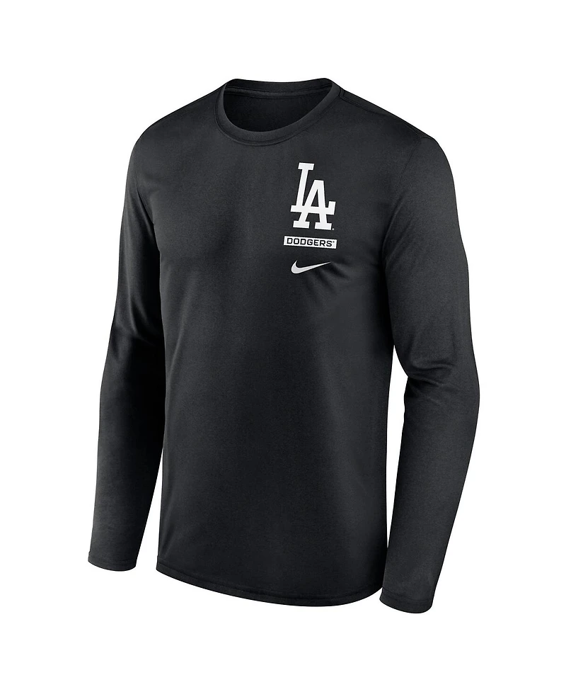 Nike Men's Black Los Angeles Dodgers 2-Hit Legend Dri-fit Long Sleeve T-Shirt