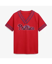 Fanatics Women's Red Philadelphia Phillies Diva Race Ahead Raglan V-Neck T-Shirt