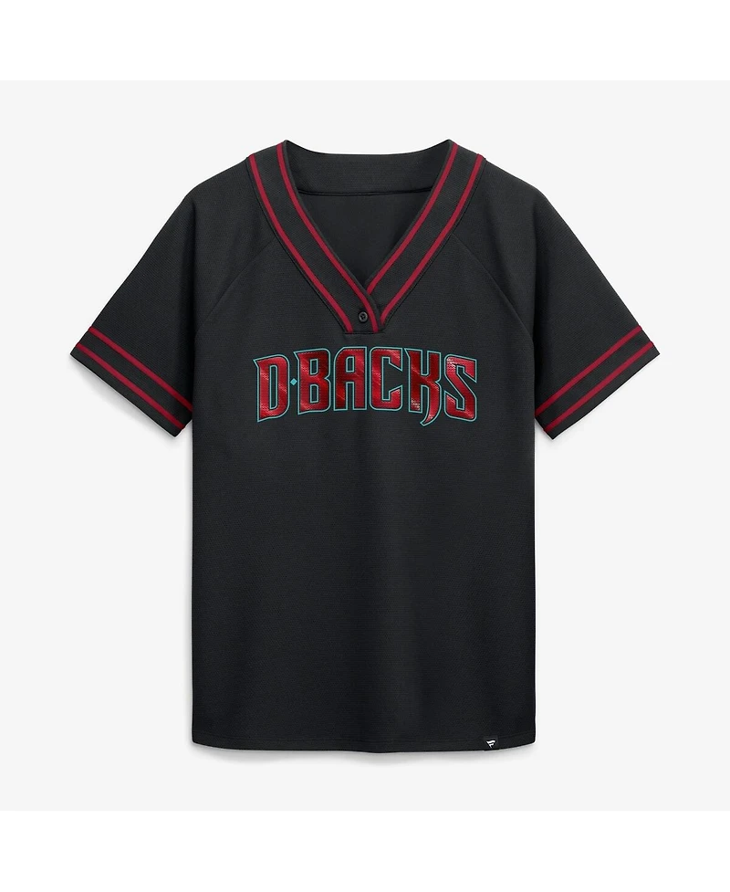 Fanatics Women's Black Arizona Diamondbacks Diva Race Ahead Raglan V-Neck T-Shirt