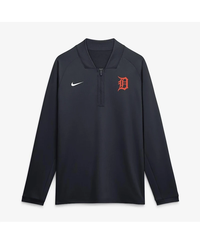 Nike Men's Navy Detroit Tigers Authentic Collection Dri-fit Raglan Half-Zip Pullover Sweatshirt