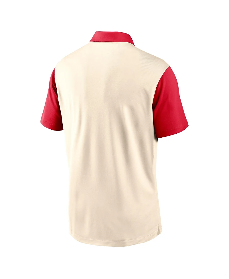 Nike Men's Natural/Scarlet Ohio State Buckeyes Vapor Primary Logo Dri-fit Polo Shirt