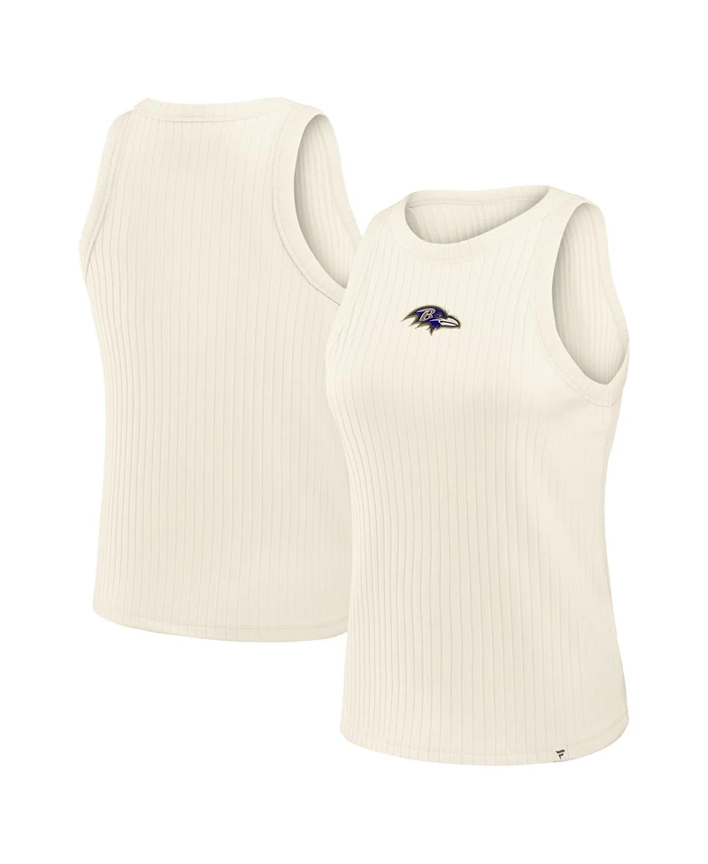 Fanatics Women's Cream Baltimore Ravens Star Play Tri-Blend Ribbed Tank Top