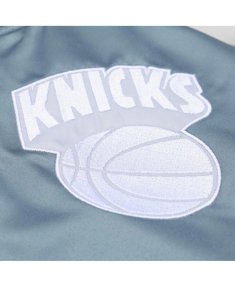 Mitchell & Ness Men's Blue/Silver New York Knicks Thunderstorm Lightweight Satin Full-Snap Jacket