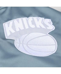 Mitchell & Ness Men's Blue/Silver New York Knicks Thunderstorm Lightweight Satin Full-Snap Jacket