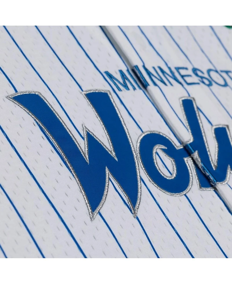 Mitchell & Ness Men's White Minnesota Timberwolves Head Coach Pinstripe Mesh Full-Button Baseball Jersey