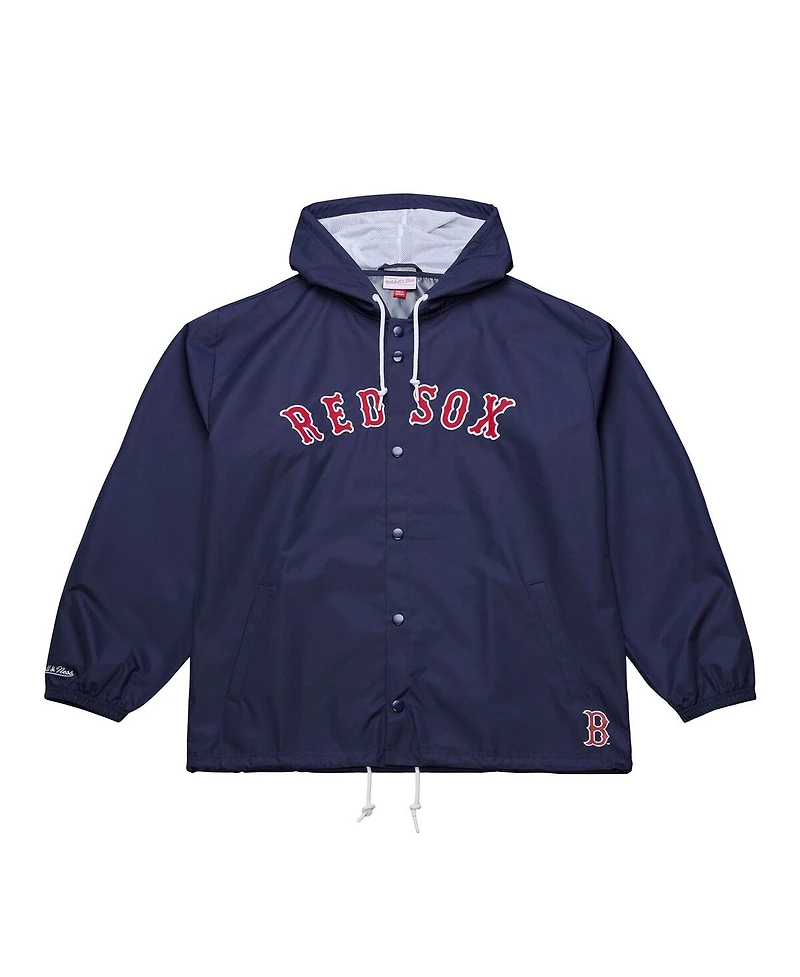 Mitchell & Ness Men's Navy Boston Red Sox Full-Snap Hooded Coaches Jacket