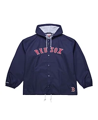 Mitchell & Ness Men's Navy Boston Red Sox Full-Snap Hooded Coaches Jacket