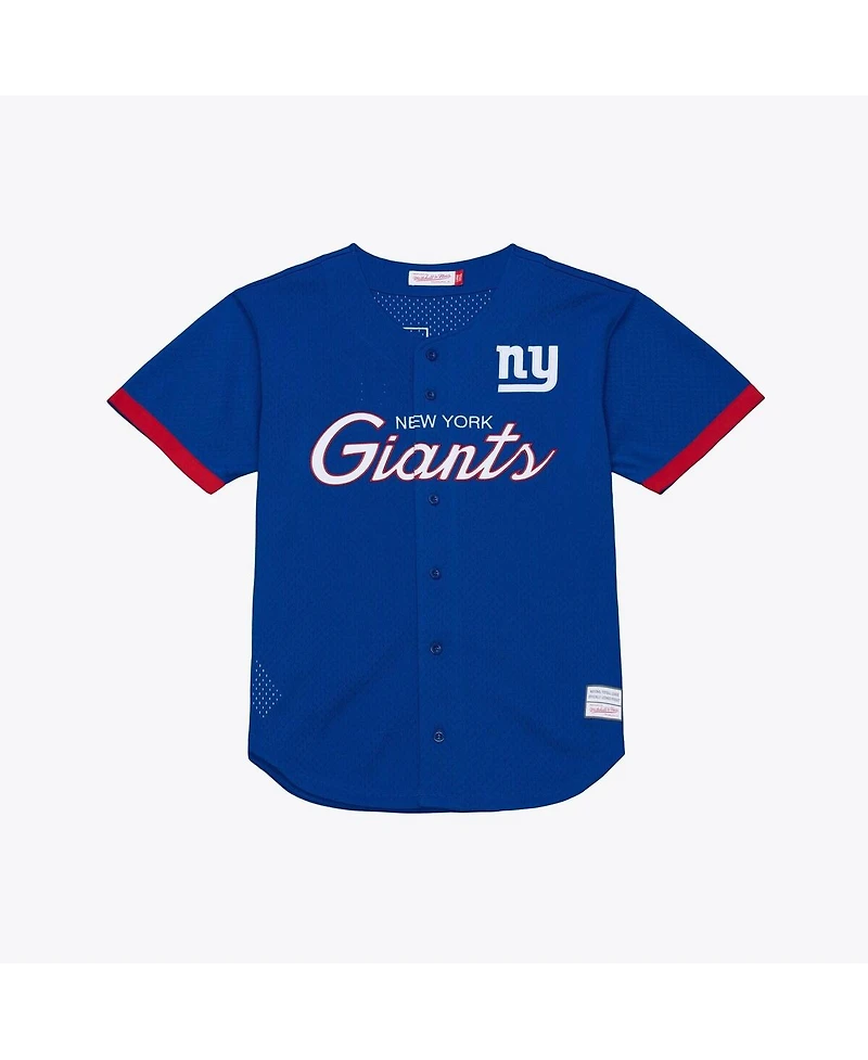 Mitchell & Ness Men's Royal New York Giants Head Coach Mesh Full-Button Fashion Jersey