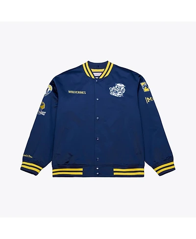 Mitchell & Ness Men's Navy Michigan Wolverines Double Clutch Lightweight Satin Full-Snap Jacket