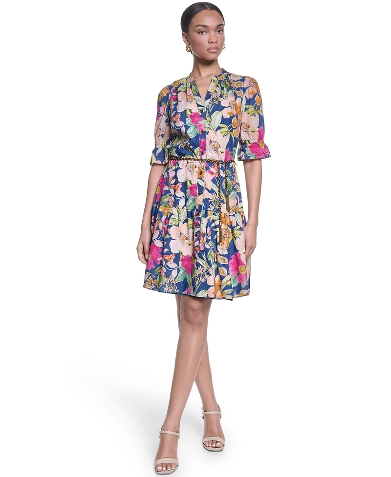 Karl Lagerfeld Paris Petite Collared Button-Down Dress