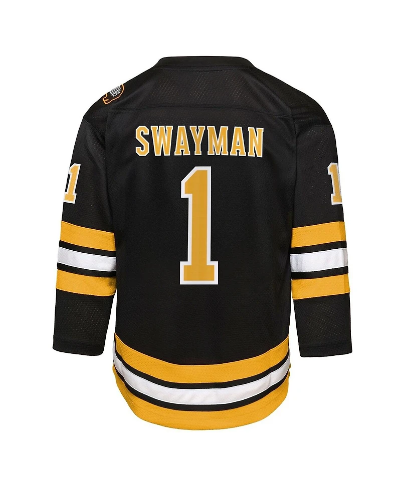 Outerstuff Big Boys and Girls Jeremy Swayman Black Boston Bruins Home Replica Jersey