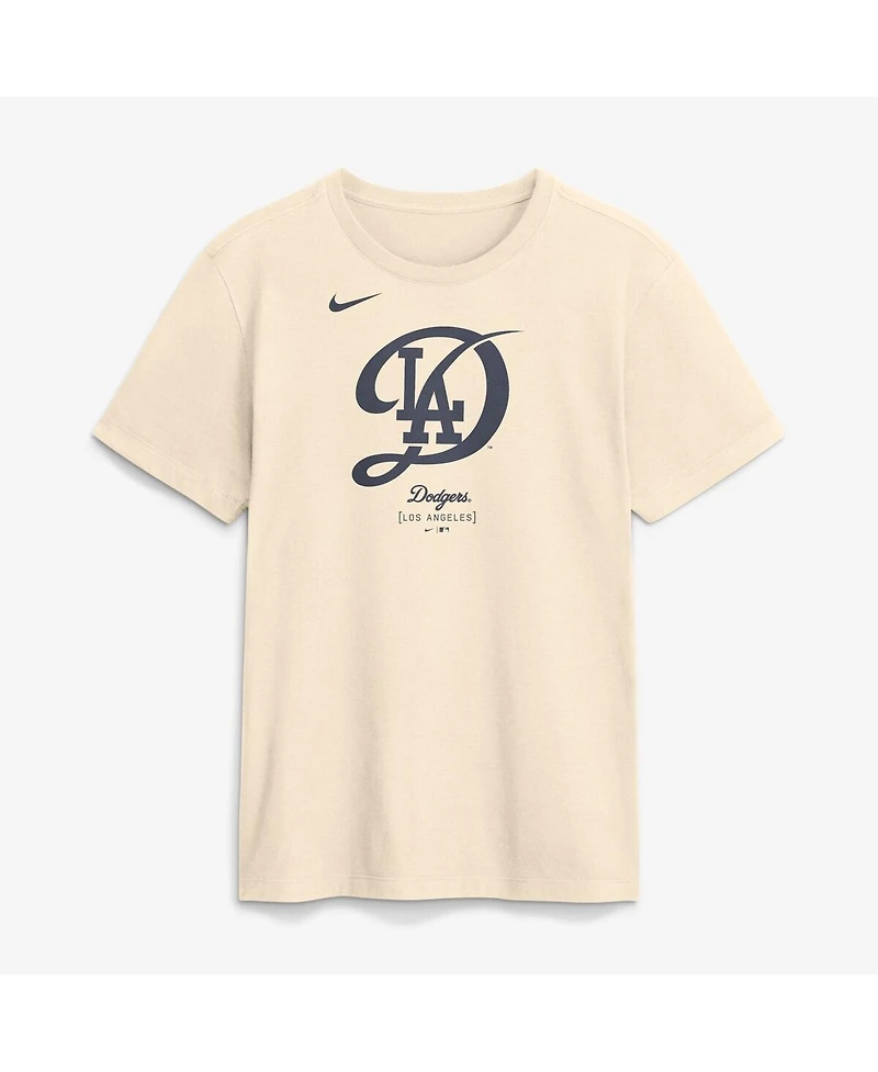 Nike Men's Cream Los Angeles Dodgers City Connect Large Logo T-Shirt