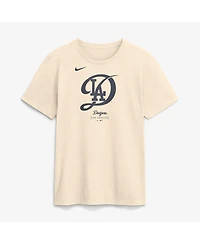 Nike Men's Cream Los Angeles Dodgers City Connect Large Logo T-Shirt