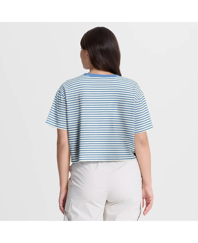 Nike Women's Light Blue/Cream Philadelphia Phillies Cooperstown Collection Striped Cropped T-Shirt