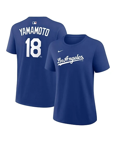 Nike Women's Yoshinobu Yamamoto Royal Los Angeles Dodgers Name and Number T-Shirt