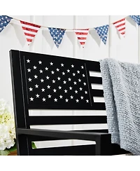 Best Choice Products Indoor Outdoor Steel Garden Bench American Flag Backrest, 790lb Capacity