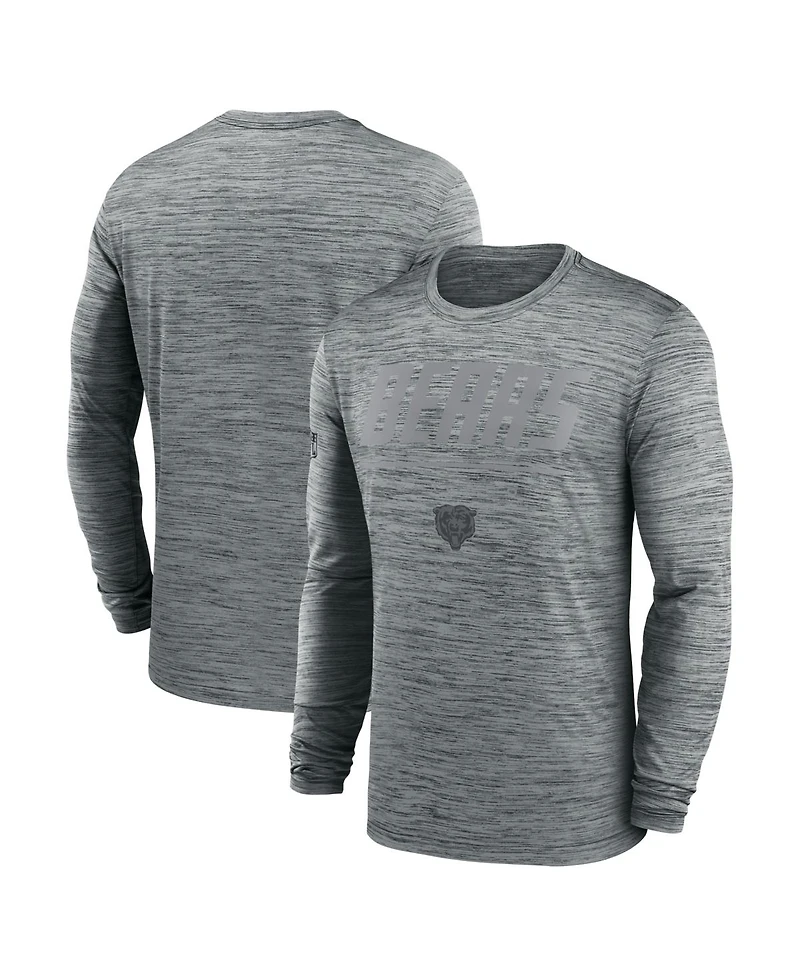 Nike Men's Gray Chicago Bears Sideline Offensive Transition Velocity Dri-fit Long Sleeve T-Shirt