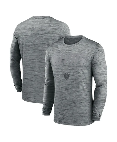 Nike Men's Gray Chicago Bears Sideline Offensive Transition Velocity Dri-fit Long Sleeve T-Shirt
