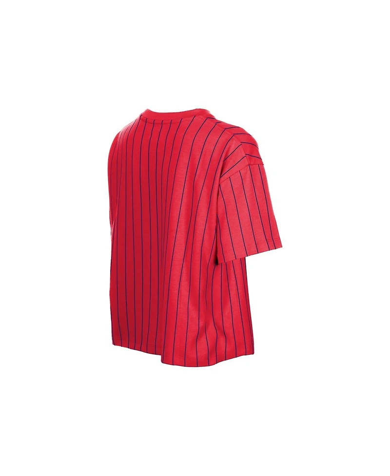 New Era Women's Red Philadelphia Phillies Throwback Meshback Pinstripe Boxy T-Shirt