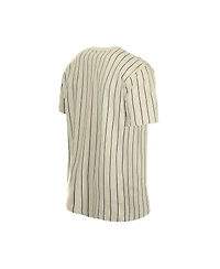 New Era Men's Cream Los Angeles Dodgers Throwback Meshback Pinstripe T-Shirt