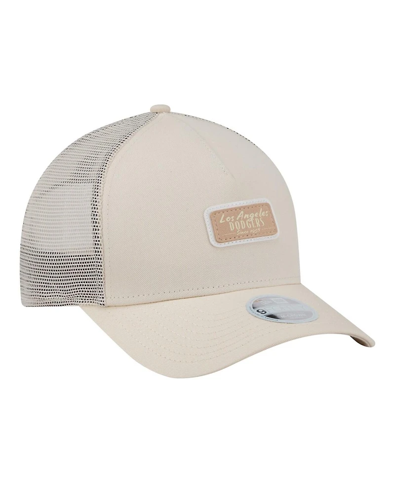 New Era Women's Light Beige Los Angeles Dodgers Tonal Patch 9FORTY M-Crown A-Frame Trucker Adjustable Hat