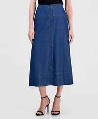 Anne Klein Women's Button-Front Denim Midi Skirt