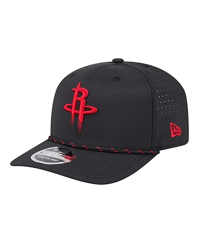 New Era Men's Black Houston Rockets Sport Rope Vented Stretch-Snap 9SEVENTY Hat