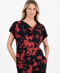 Anne Klein Women's Printed Cowlneck Top