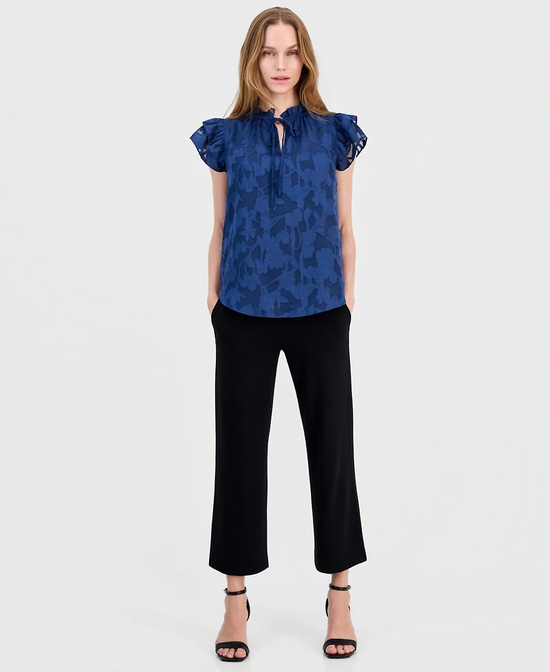 Anne Klein Women's Ruffled Tie-Neck Cap-Sleeve Blouse
