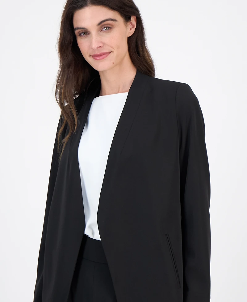 Anne Klein Women's Stretch Collarless Open-Front Jacket