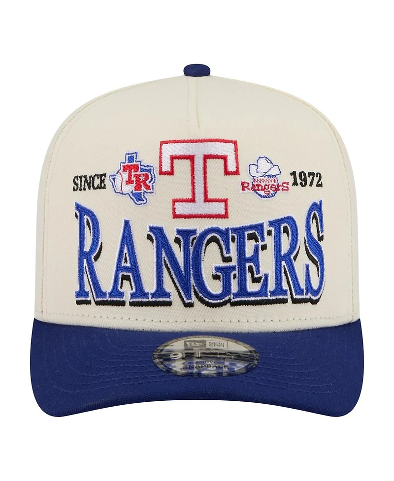New Era Men's Cream Texas Rangers Throwback Tri-Hit A-Frame 9FIFTY Adjustable Hat