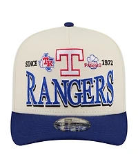 New Era Men's Cream Texas Rangers Throwback Tri-Hit A-Frame 9FIFTY Adjustable Hat