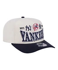 New Era Men's Cream New York Yankees Throwback Tri-Hit A-Frame 9FIFTY Adjustable Hat