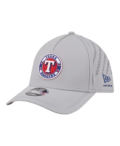 New Era Men's Gray Texas Rangers Patch 39THIRTY A-Frame M-Crown Perforated Flex Hat