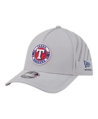 New Era Men's Gray Texas Rangers Patch 39THIRTY A-Frame M-Crown Perforated Flex Hat