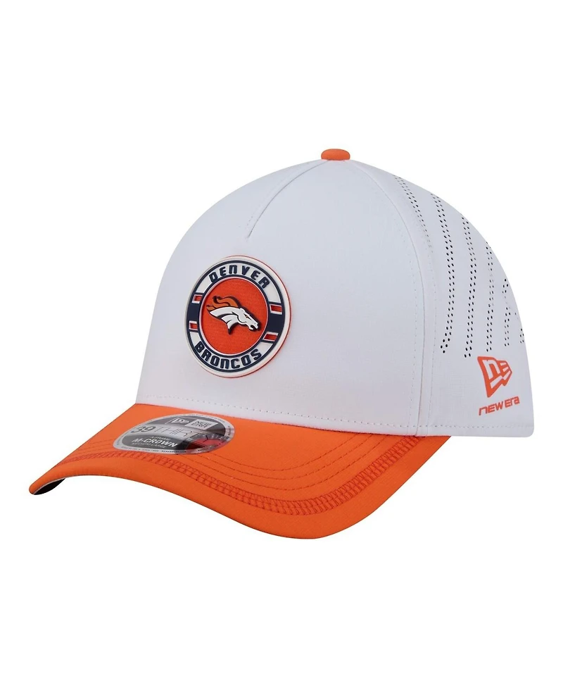 New Era Men's White/Orange Denver Broncos Patch 39THIRTY A-Frame M-Crown Perforated Flex Hat