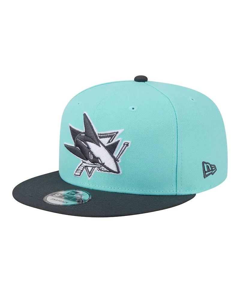 New Era Men's Turquoise/Charcoal San Jose Sharks Two-Tone Color Pack 9FIFTY Snapback Hat