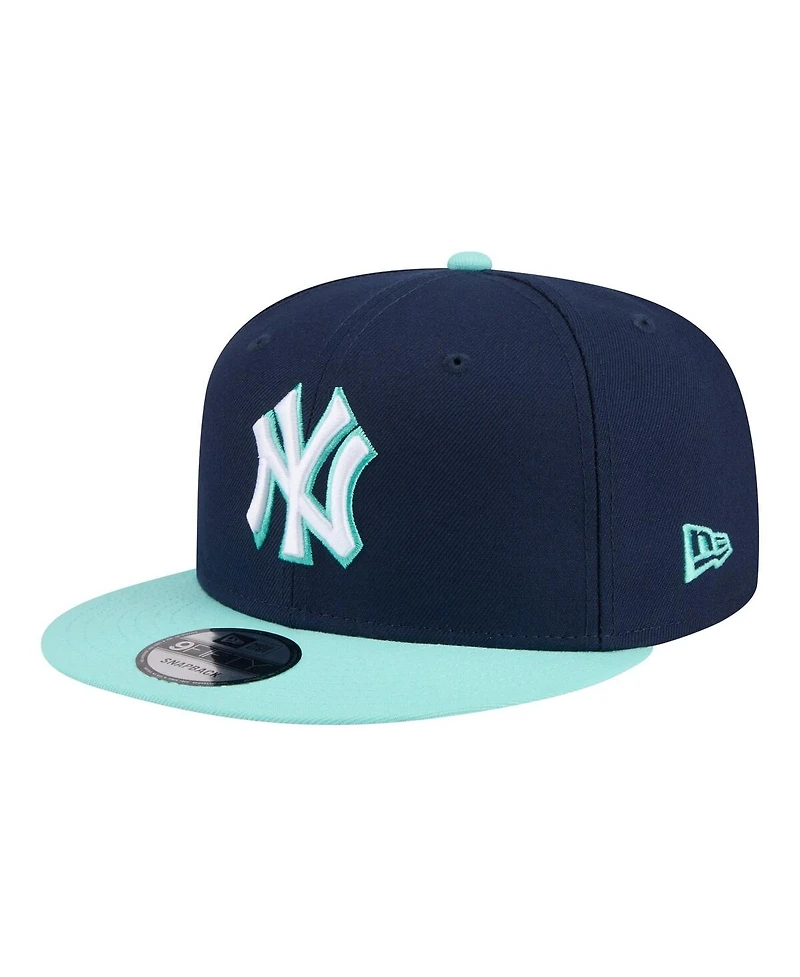 New Era Men's Navy/Turquoise New York Yankees Two-Tone Color Pack 9FIFTY Snapback Hat