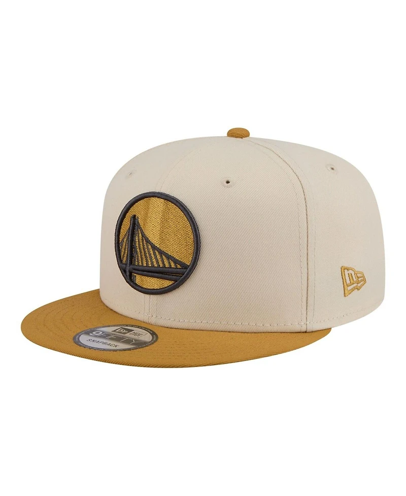 New Era Men's Cream/Tan Golden State Warriors Two-Tone Color Pack 9FIFTY Snapback Hat